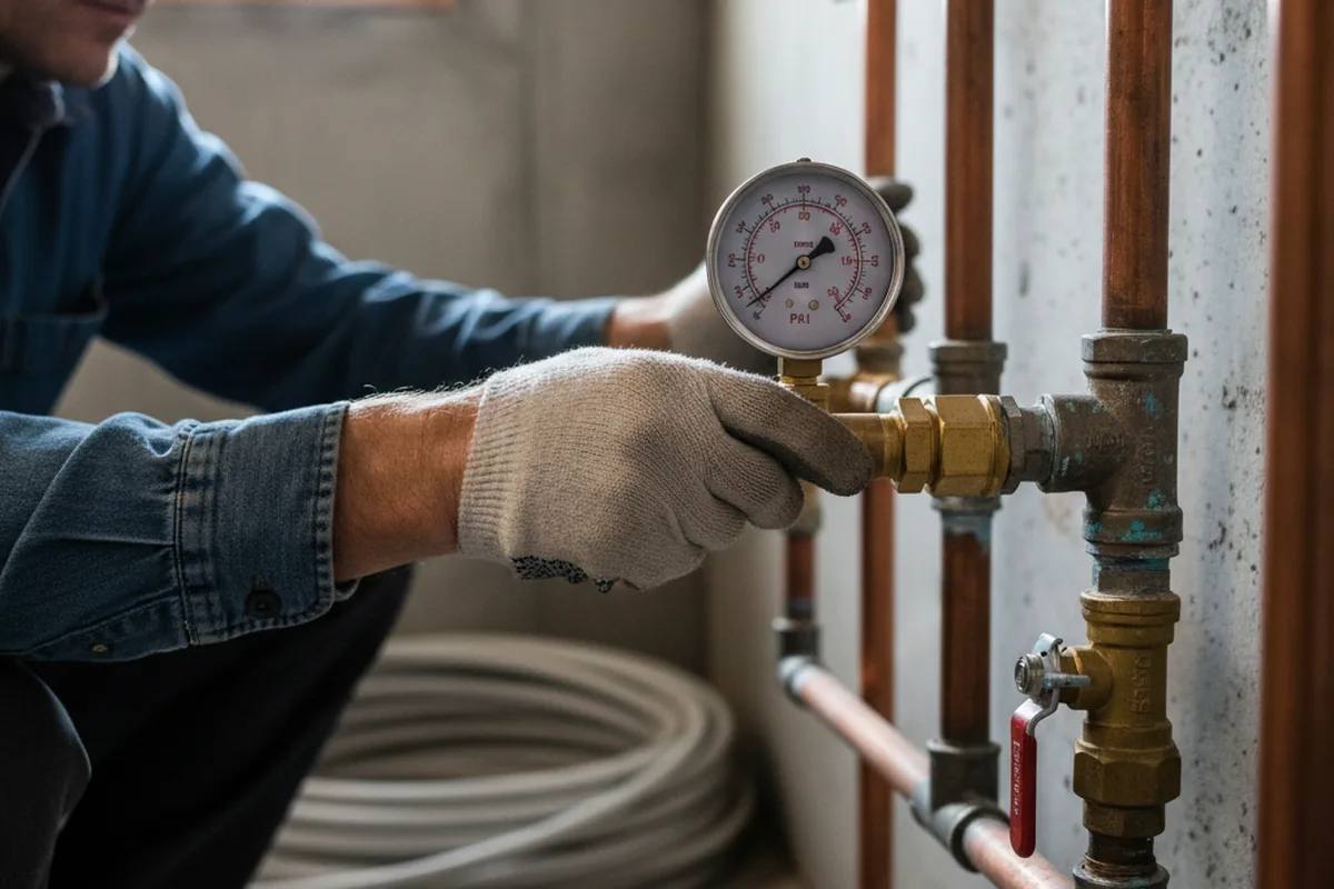 Pressure testing a repaired line during Water Line Repair in North Fort Myers